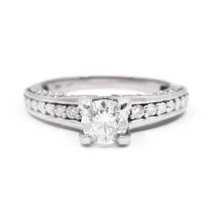 0.58ct Diamond Shoulder Set Engagement Ring | Pre-Loved | 18K White Gold