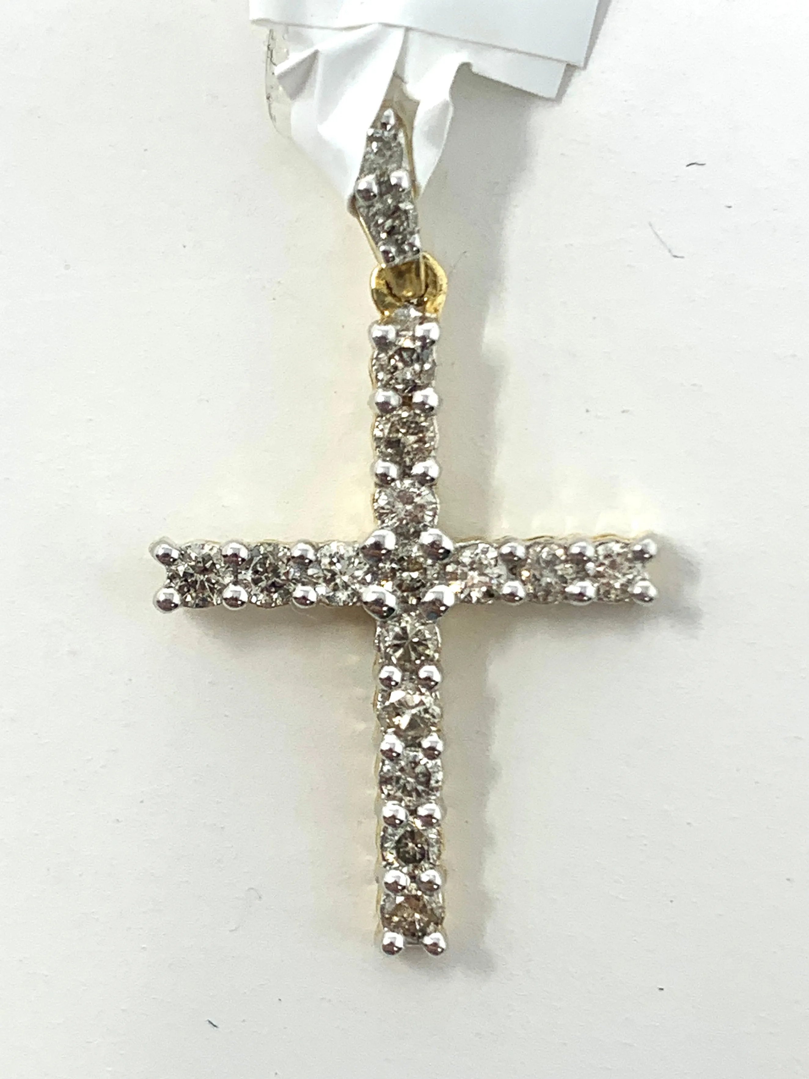 10K 0.50CT Yellow Gold Cross Pendant Charm