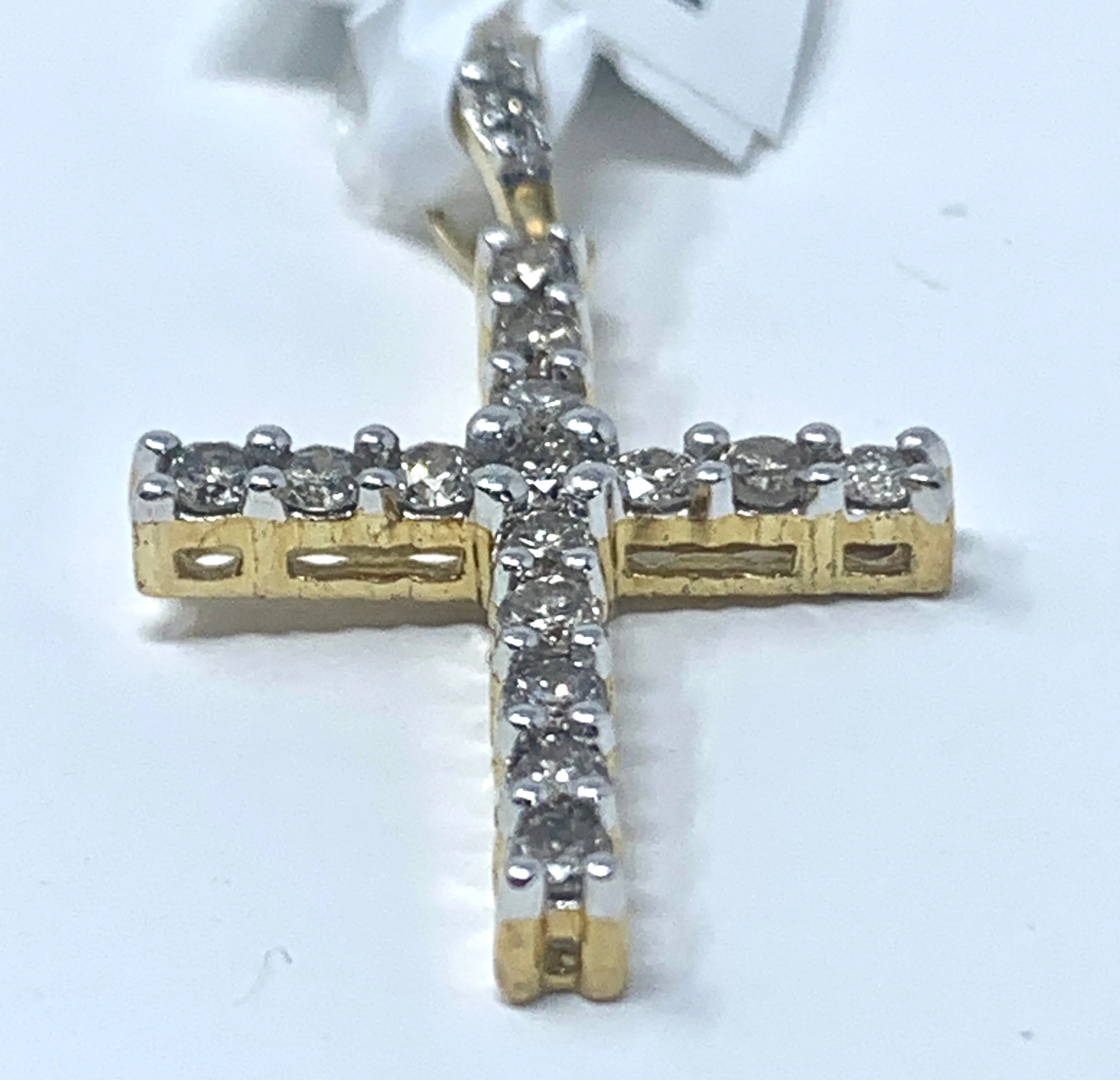 10K 0.50CT Yellow Gold Cross Pendant Charm