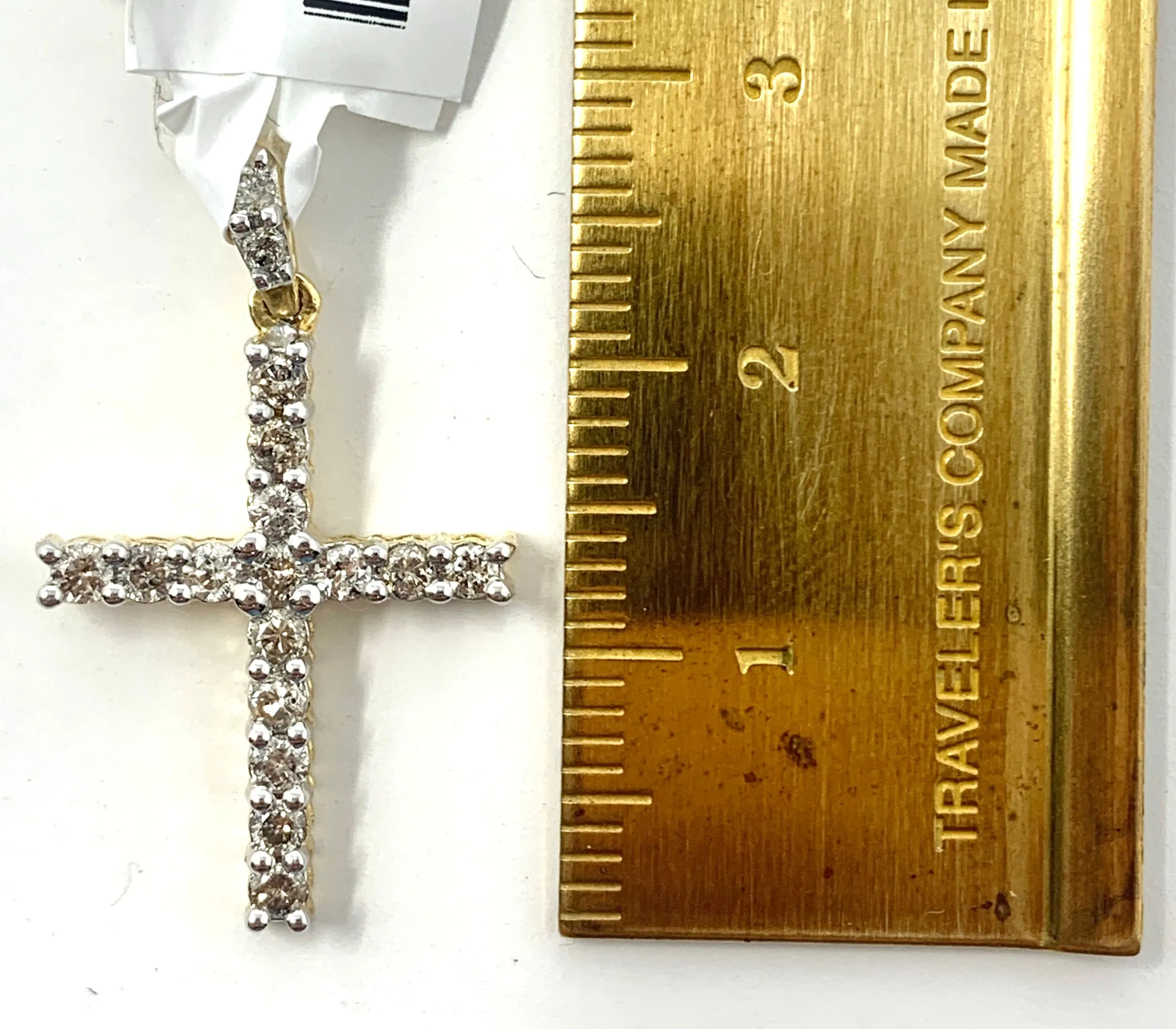 10K 0.50CT Yellow Gold Cross Pendant Charm