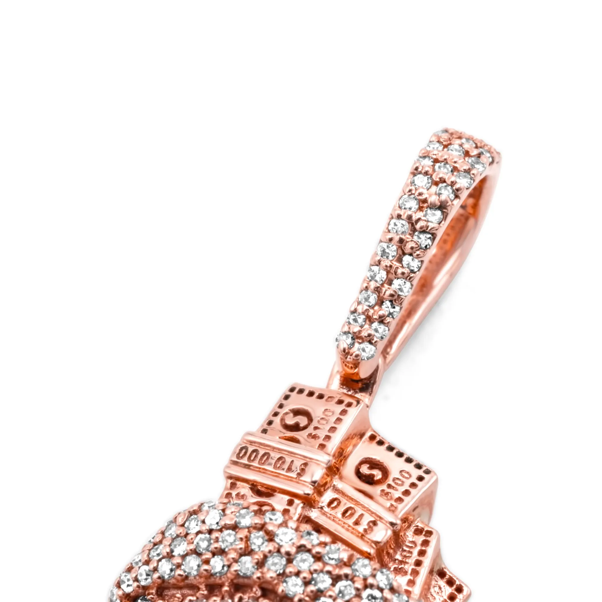 10k Rose Gold Money Bag Diamond Pendant 0.50ctw