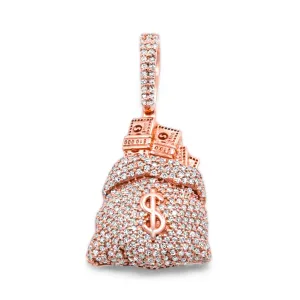 10k Rose Gold Money Bag Diamond Pendant 0.50ctw