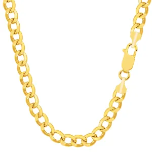 10k Yellow Gold Curb Hollow Chain Necklace, 5.3mm