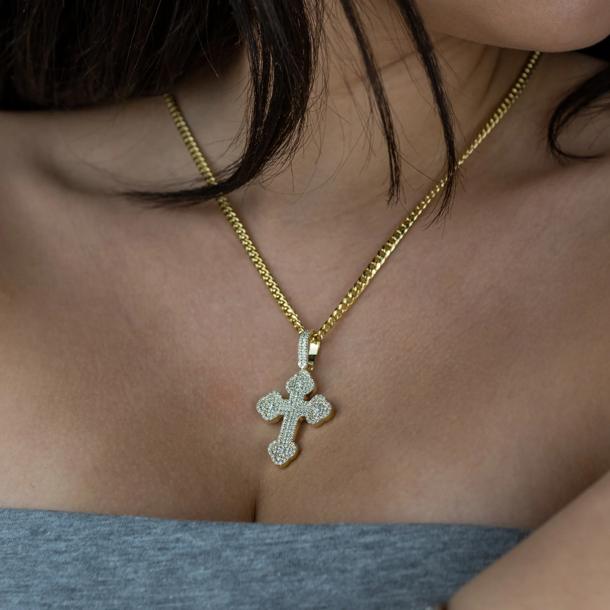 10K Yellow Gold Diamond Cross Pendant 1.54 ctw