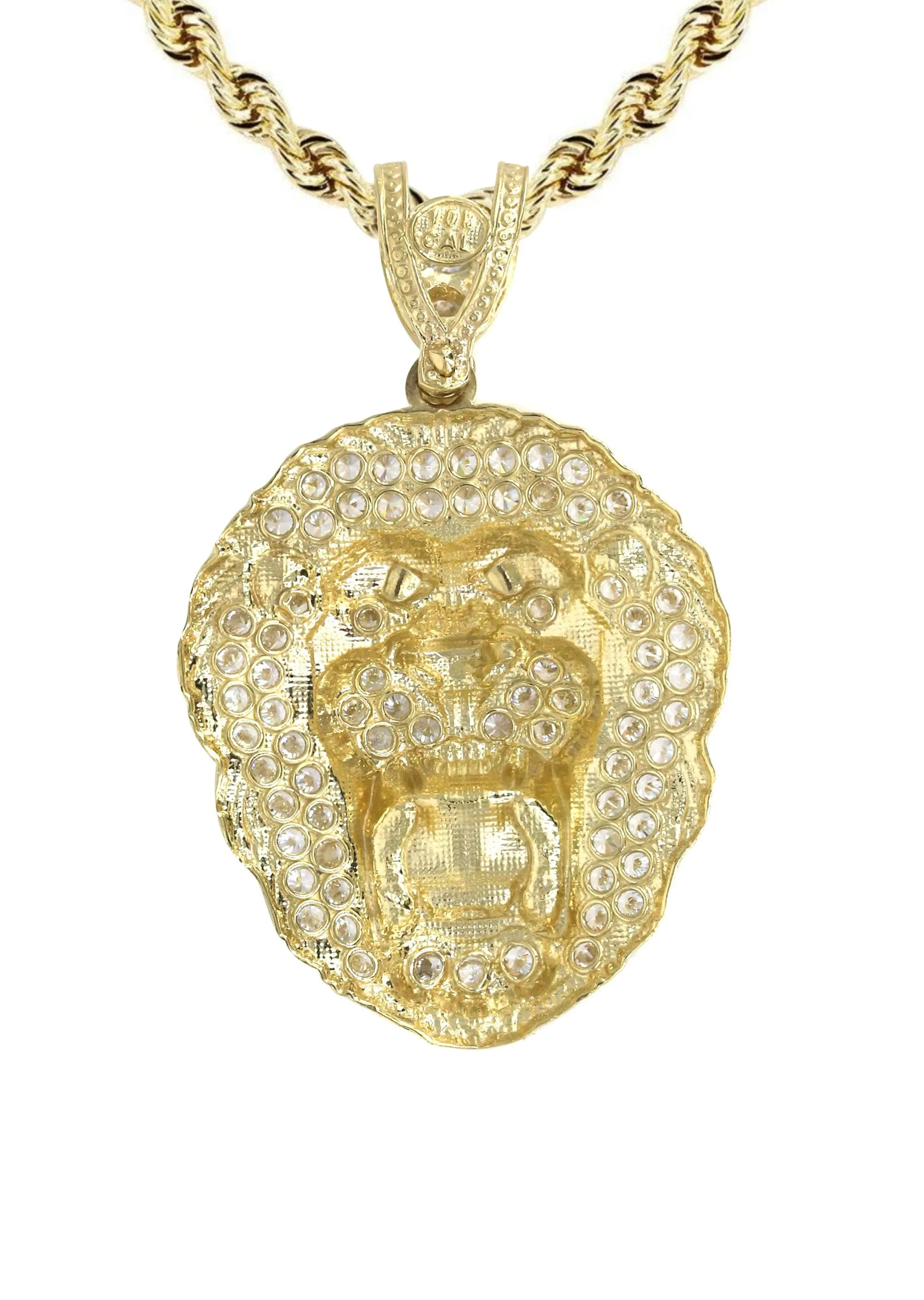 10K Yellow Gold Lion Head Necklace | Appx 16.4 Grams