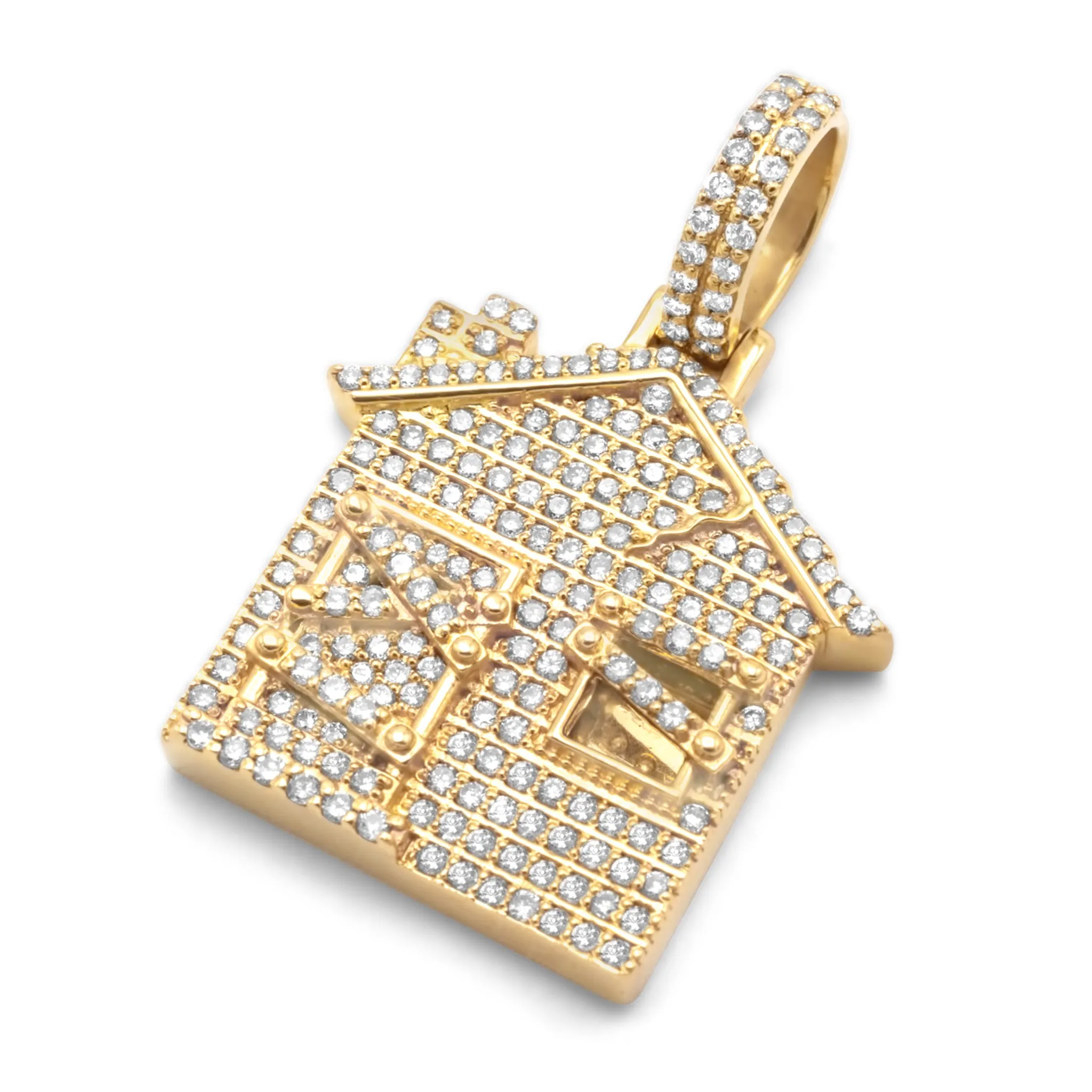 10k Yellow Gold Trap House Diamond Pendant 1.00CTW