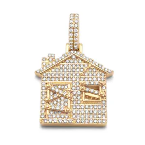 10k Yellow Gold Trap House Diamond Pendant 1.00CTW