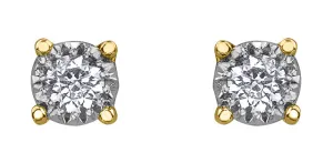 10K Yellow/White Gold Diamond Illuminaire Stud Earrings