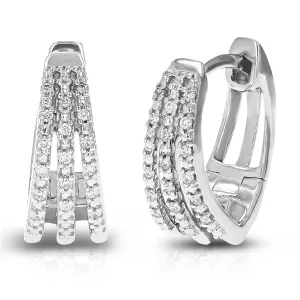 1/10 cttw Lab Grown Diamond Three Row Hoop Earrings in Silver