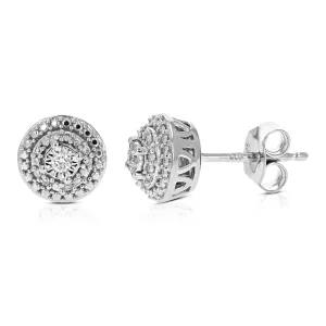 1/10 cttw Round Cut Lab Grown Diamonds Stud Earrings in .925 Sterling Silver Beautiful Prong Settings