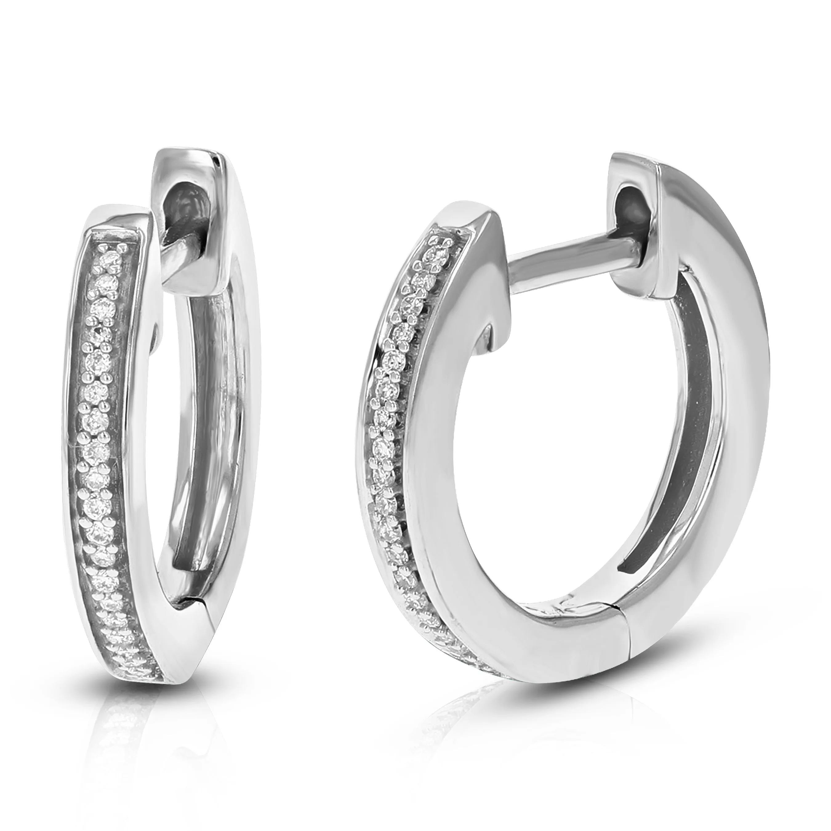 1/12 cttw 40 Stones Round Lab Grown Diamond Hoop Earrings .925 Sterling Silver Prong Set 1/2 Inch