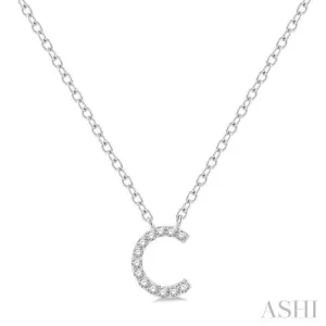 1/20 ctw Initial 'C' Round Cut Diamond Pendant With Chain in 14K White Gold