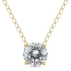 1/3 Carat Floating Round Diamond Solitaire Necklace In 14K Yellow Gold