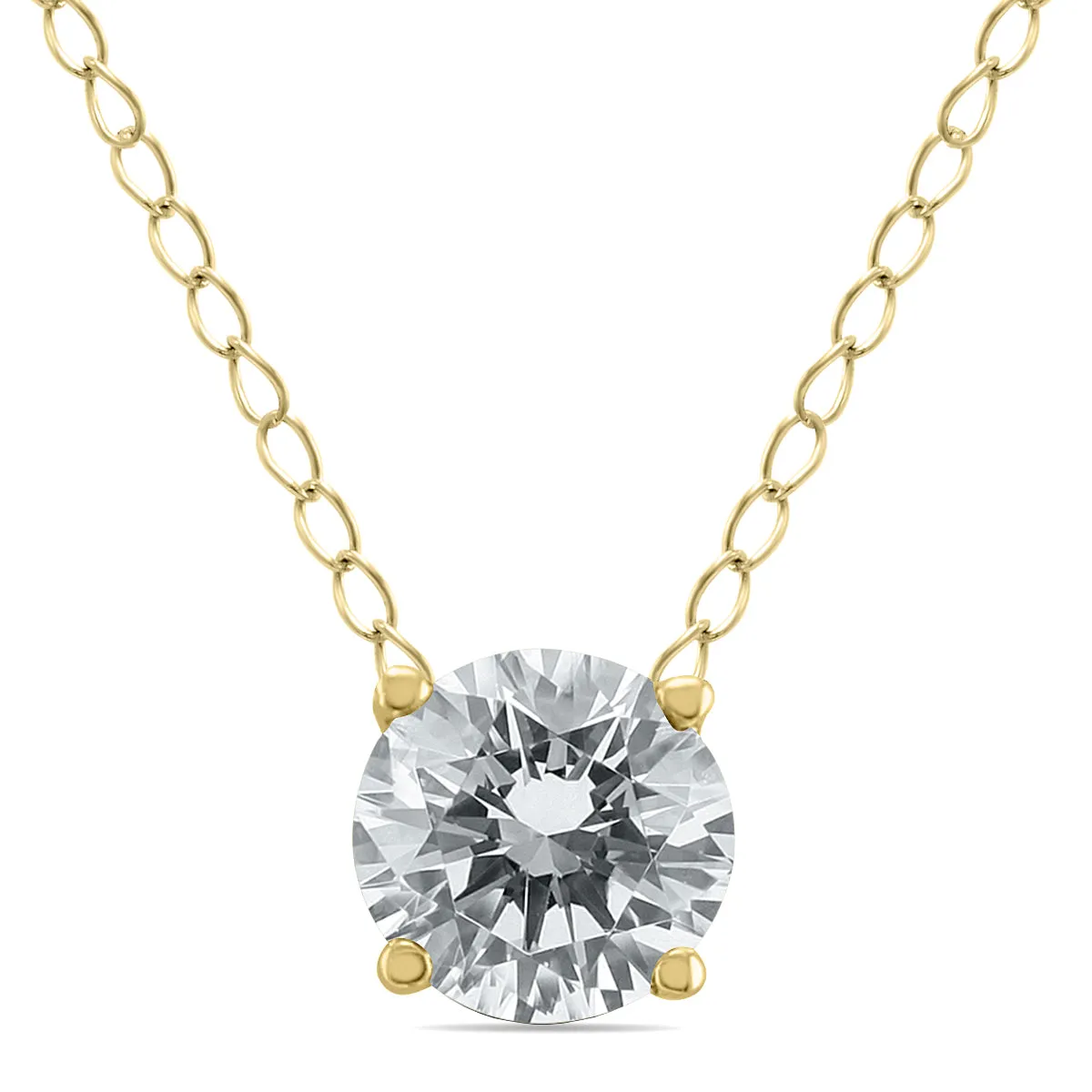 1/3 Carat Floating Round Diamond Solitaire Necklace In 14K Yellow Gold