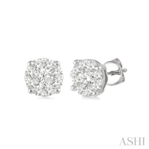 1/3 Ctw Lovebright Round Cut Diamond Stud Earrings in 14K White Gold