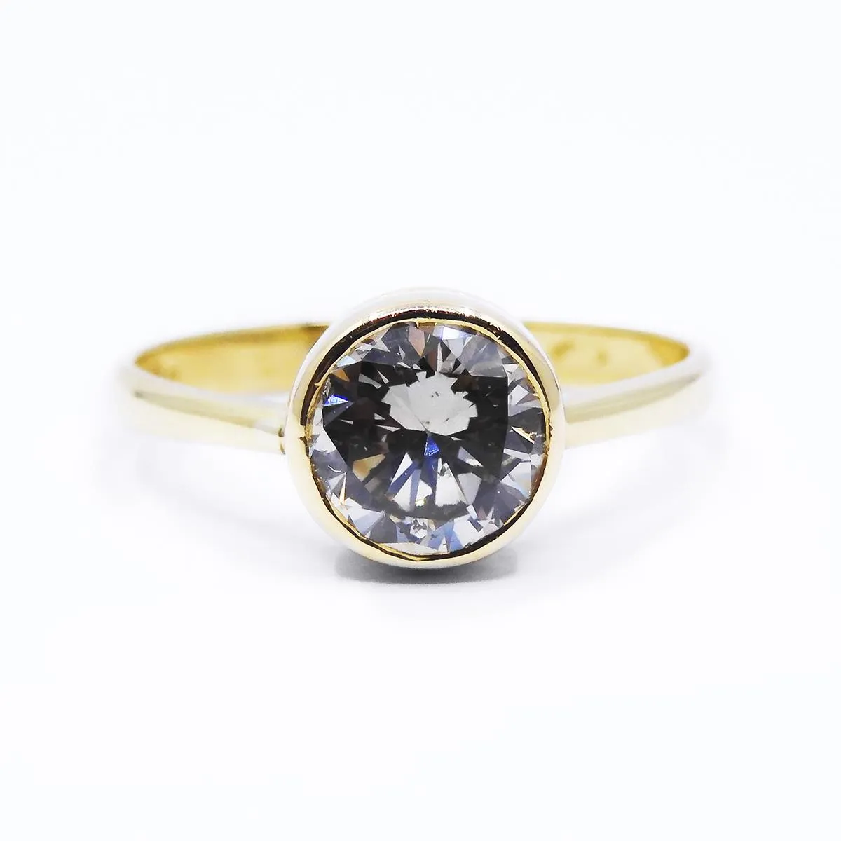 1.39ct Bezel Set Diamond Solitaire Ring | Pre-Loved | 18K Yellow Gold