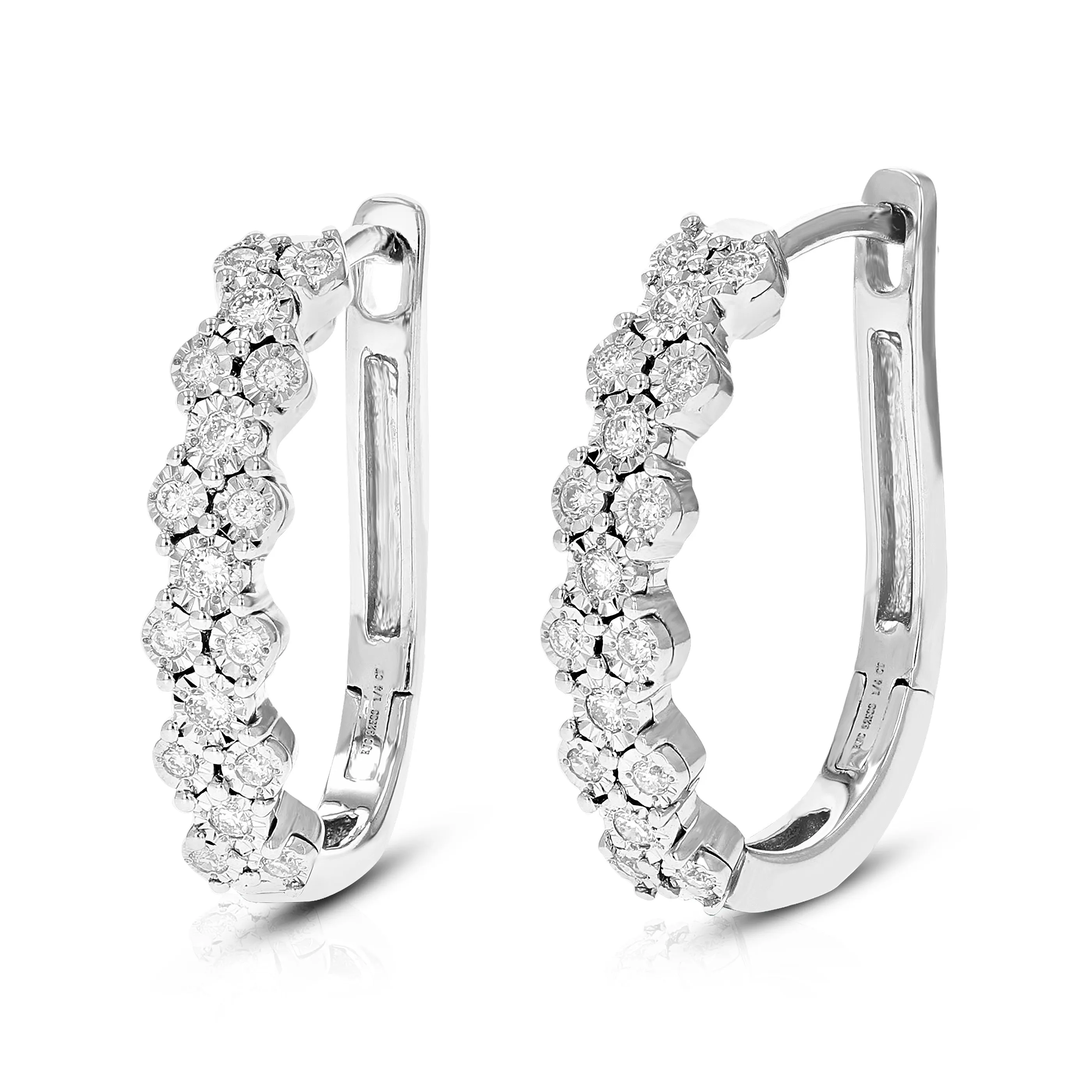 1/4 cttw Round Cut Lab Grown Diamond Prong Set Hoop Earrings in .925 Sterling Silver 3/4 Inch