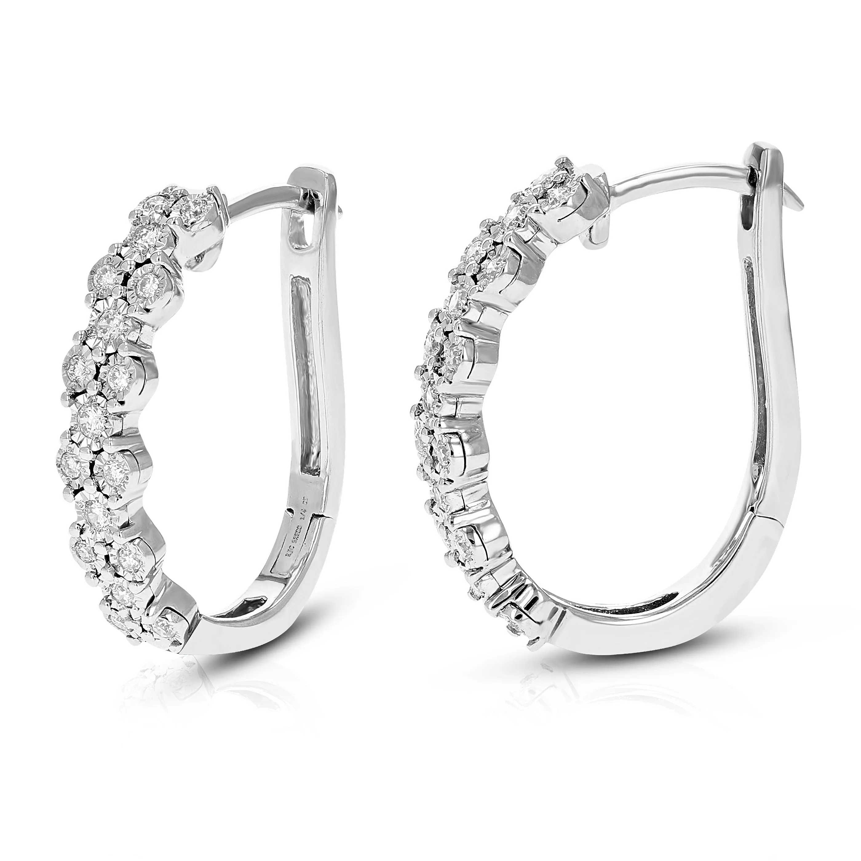 1/4 cttw Round Cut Lab Grown Diamond Prong Set Hoop Earrings in .925 Sterling Silver 3/4 Inch