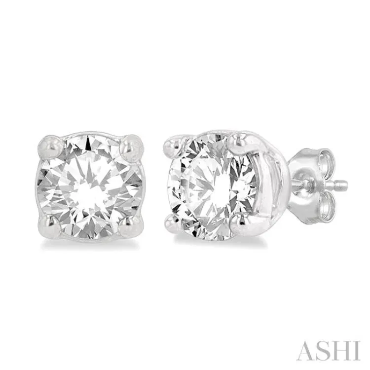 1/4 ctw Round Cut Diamond Stud Earring in 14K White Gold