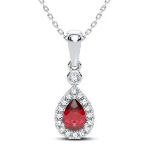 14K 0.10CT Diamond Ruby Pendant