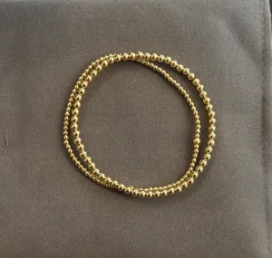 14K Beaded Bracelet Set of 2