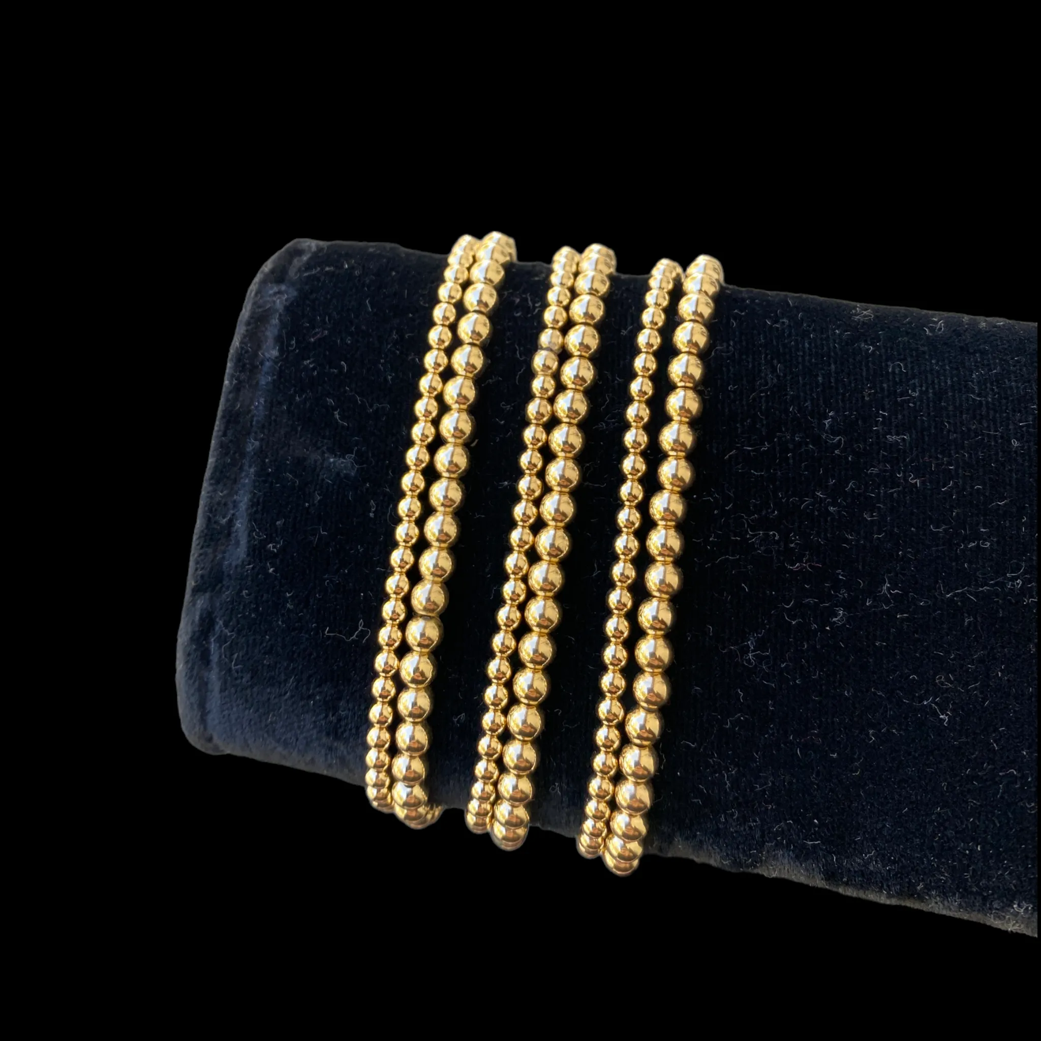 14K Beaded Bracelet Set of 2