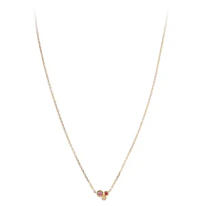 14K GOLD DIAMOND/ RUBY / SAPPHIRE TRIO NECKLACE