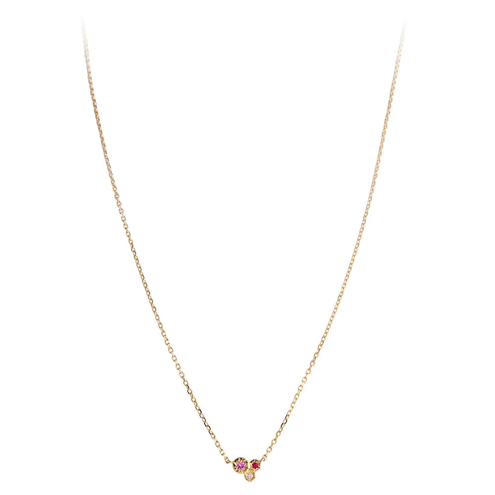 14K GOLD DIAMOND/ RUBY / SAPPHIRE TRIO NECKLACE