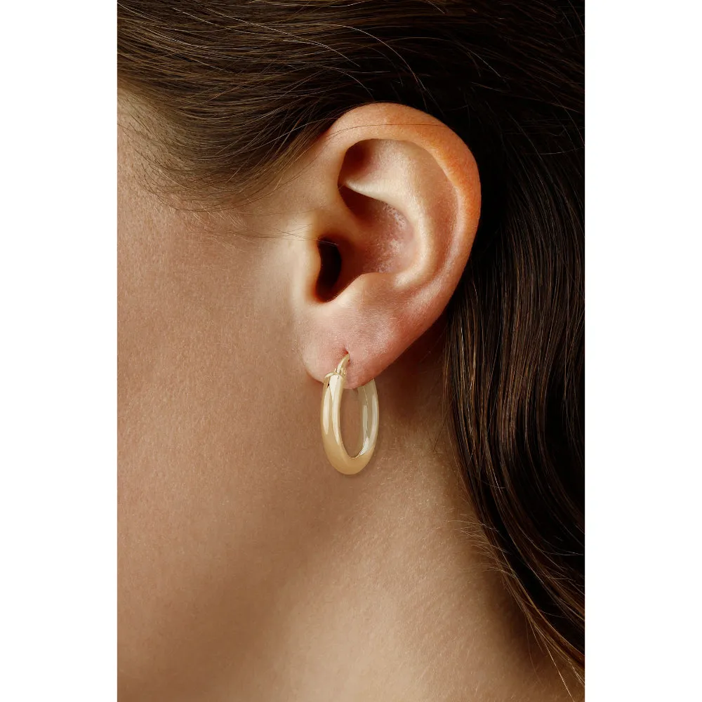 14k Gold Tube Hoop Earrings