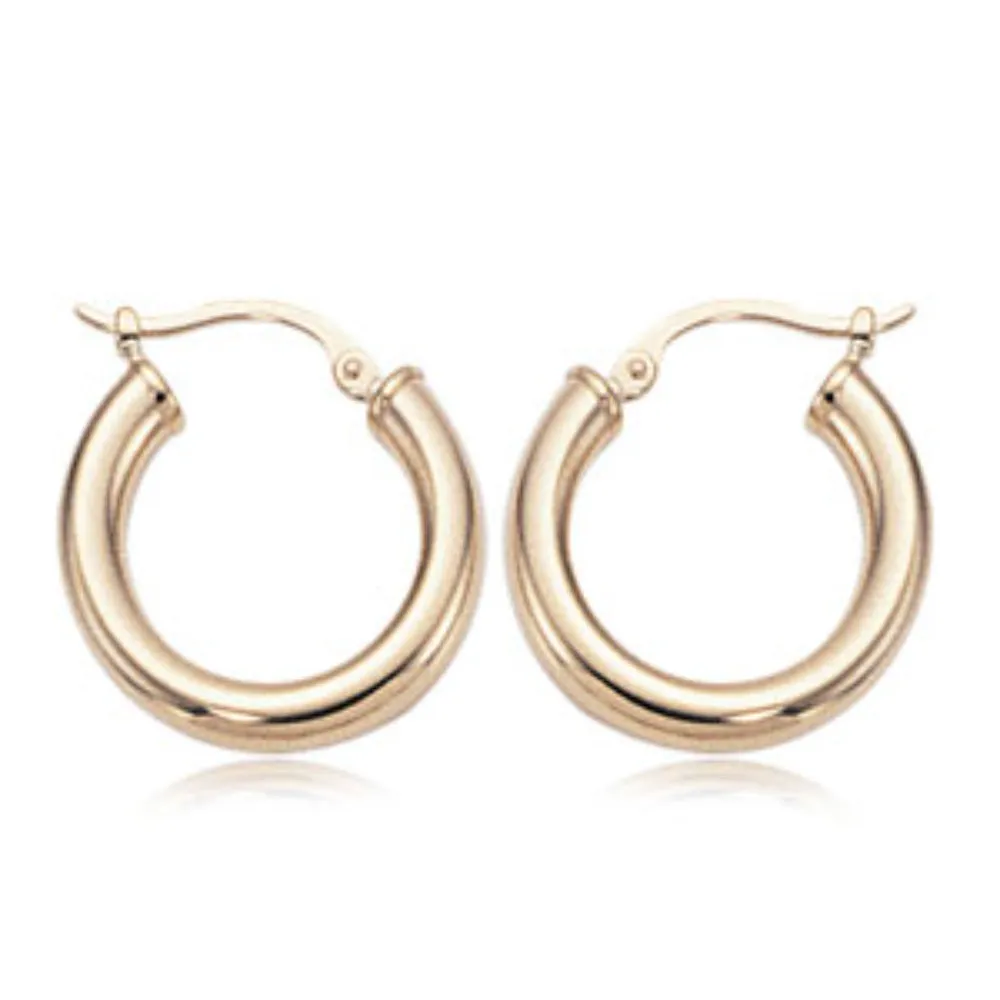 14k Gold Tube Hoop Earrings