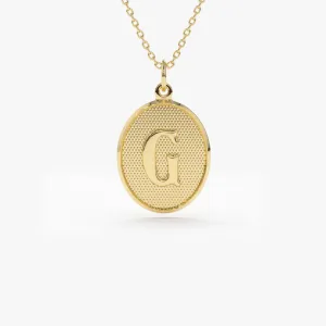 14K Oval Medallion Initial Necklace