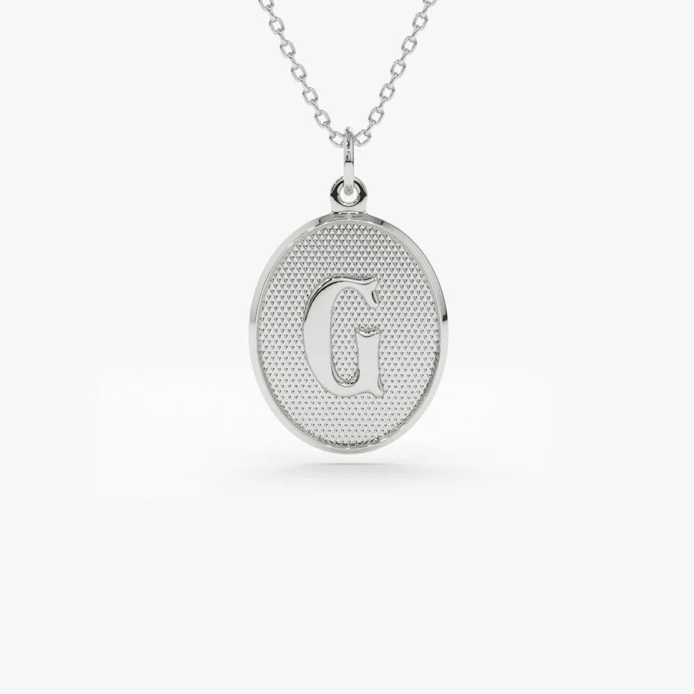 14K Oval Medallion Initial Necklace