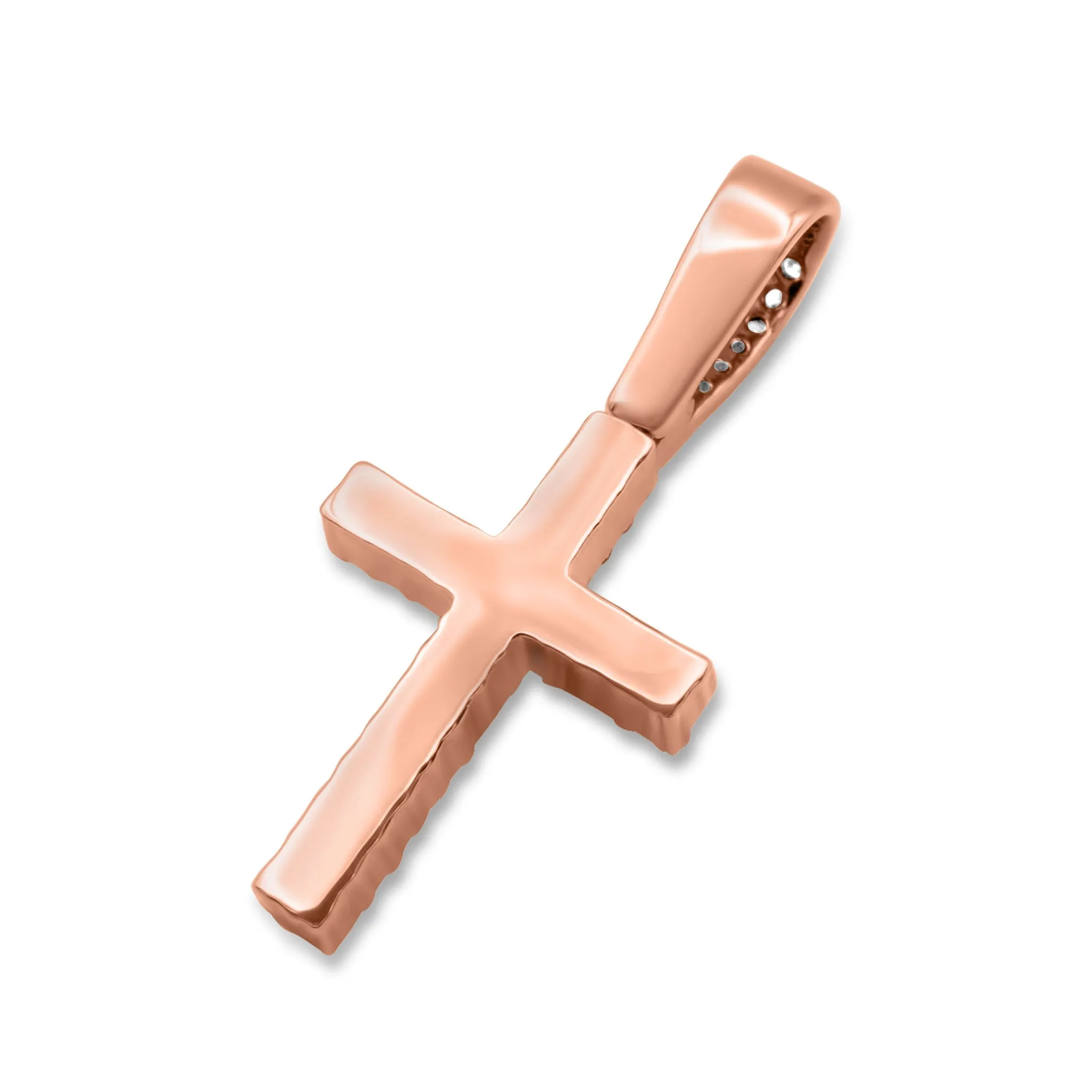 14K Rose Gold Diamond Cross Pendant 1.08 ctw