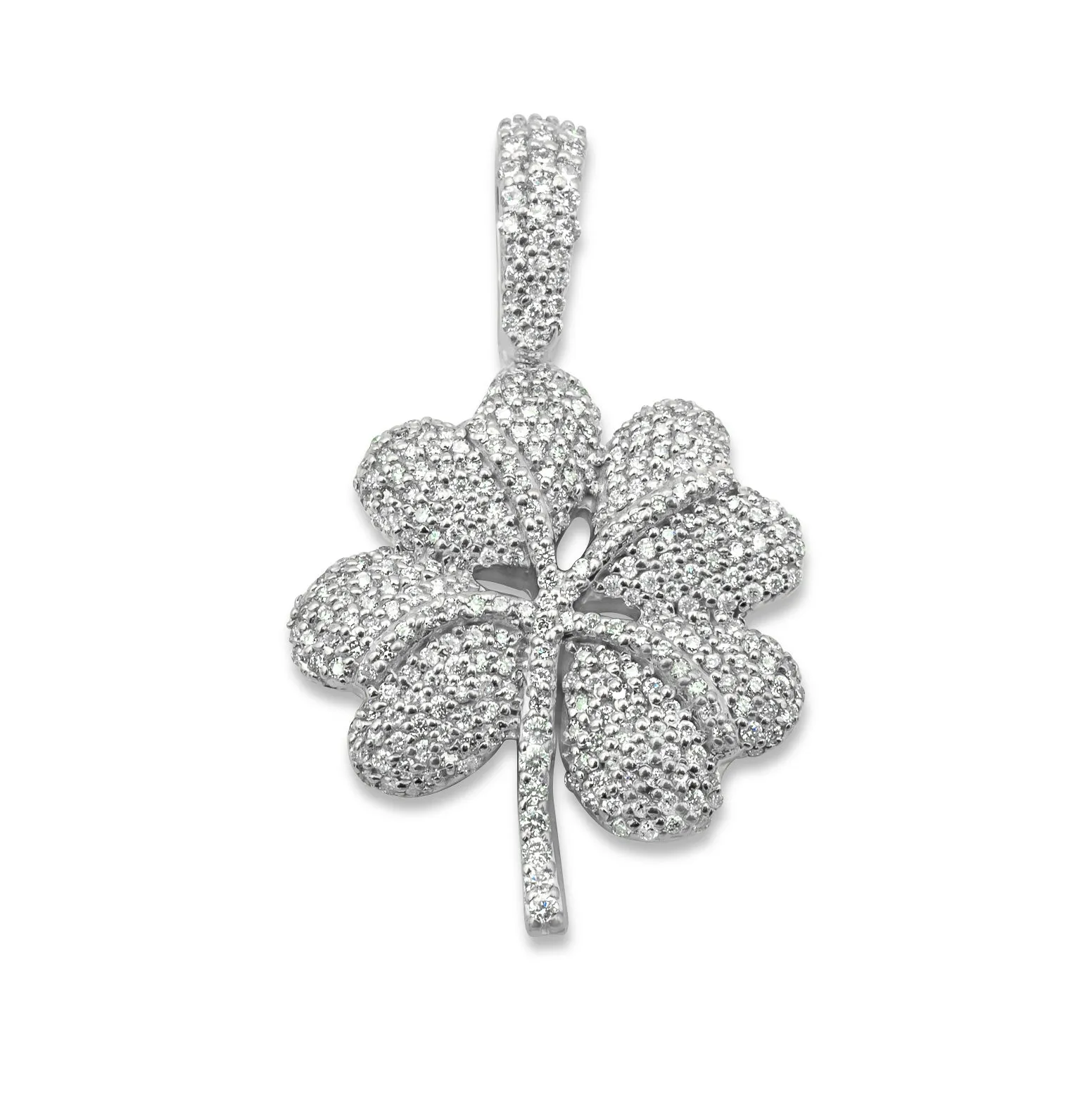 14K Rose Gold Four Leaf Clover Diamond Pendant 0.71 CTW