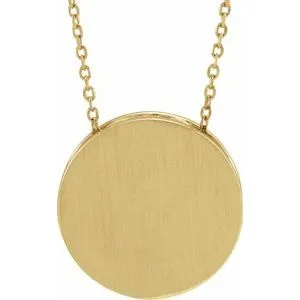 14K White Engravable Disc 16-18" Necklace