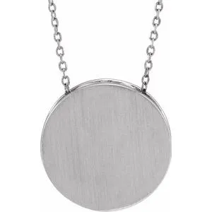 14K White Engravable Disc 16-18" Necklace