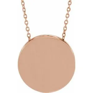 14K White Engravable Disc 16-18" Necklace