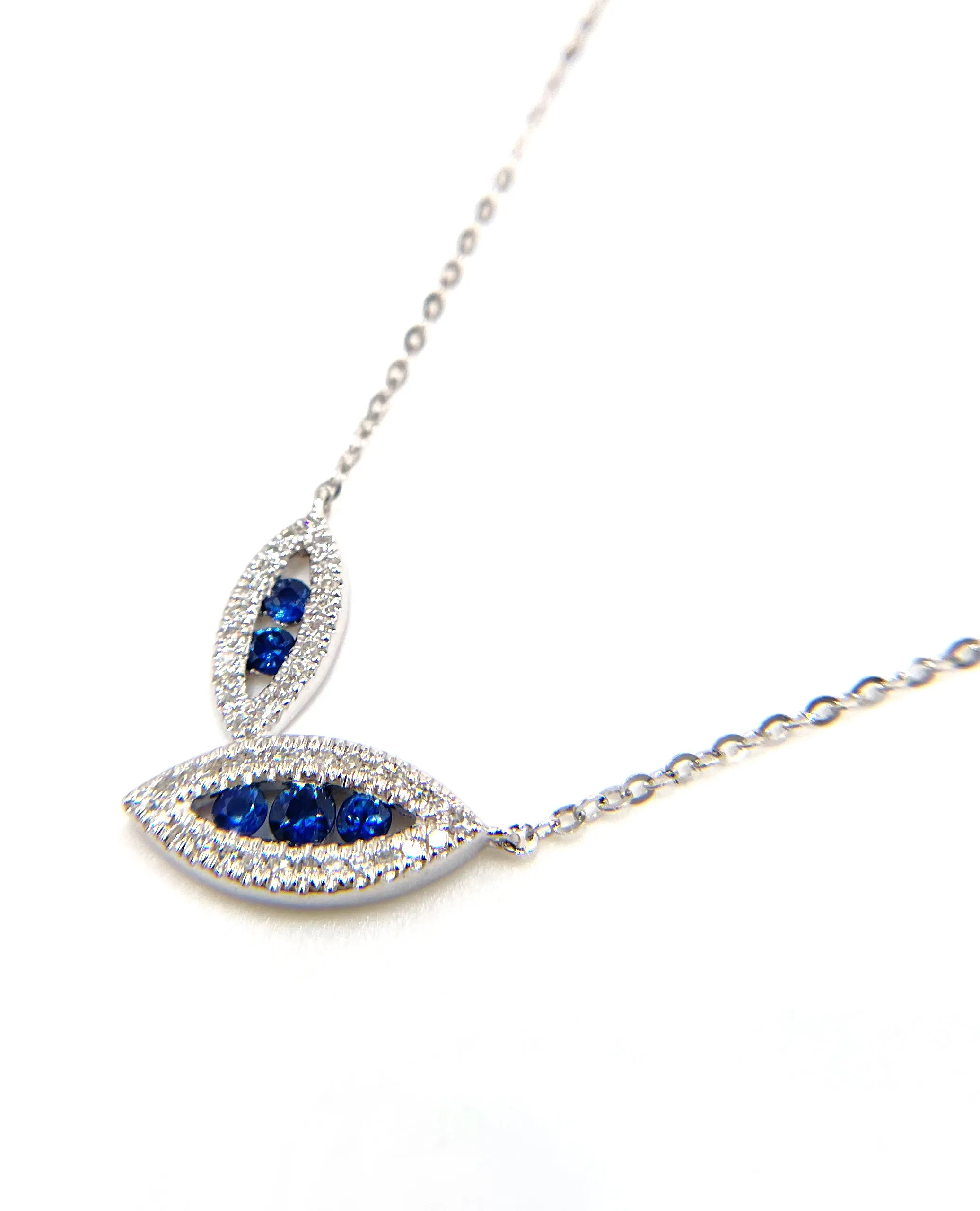 14K White Gold Sapphire and Diamond Necklace