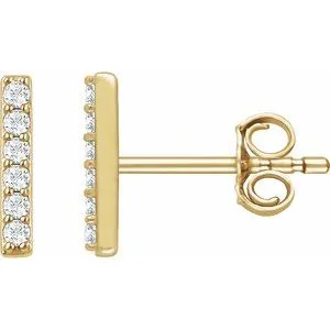 14K Yellow 1/10 CTW Lab-Grown Diamond Bar Earrings