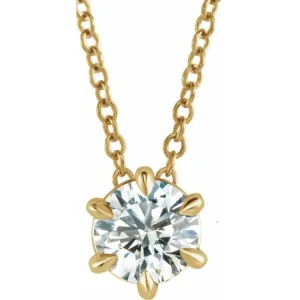 14K Yellow 4 mm Natural White Sapphire Solitaire 16-18" Necklace