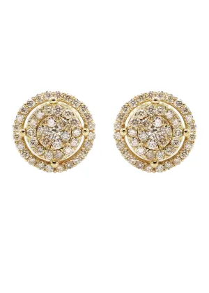 14K Yellow Gold Diamond Earrings For Men | 0.52 Carats | 2.35 Grams