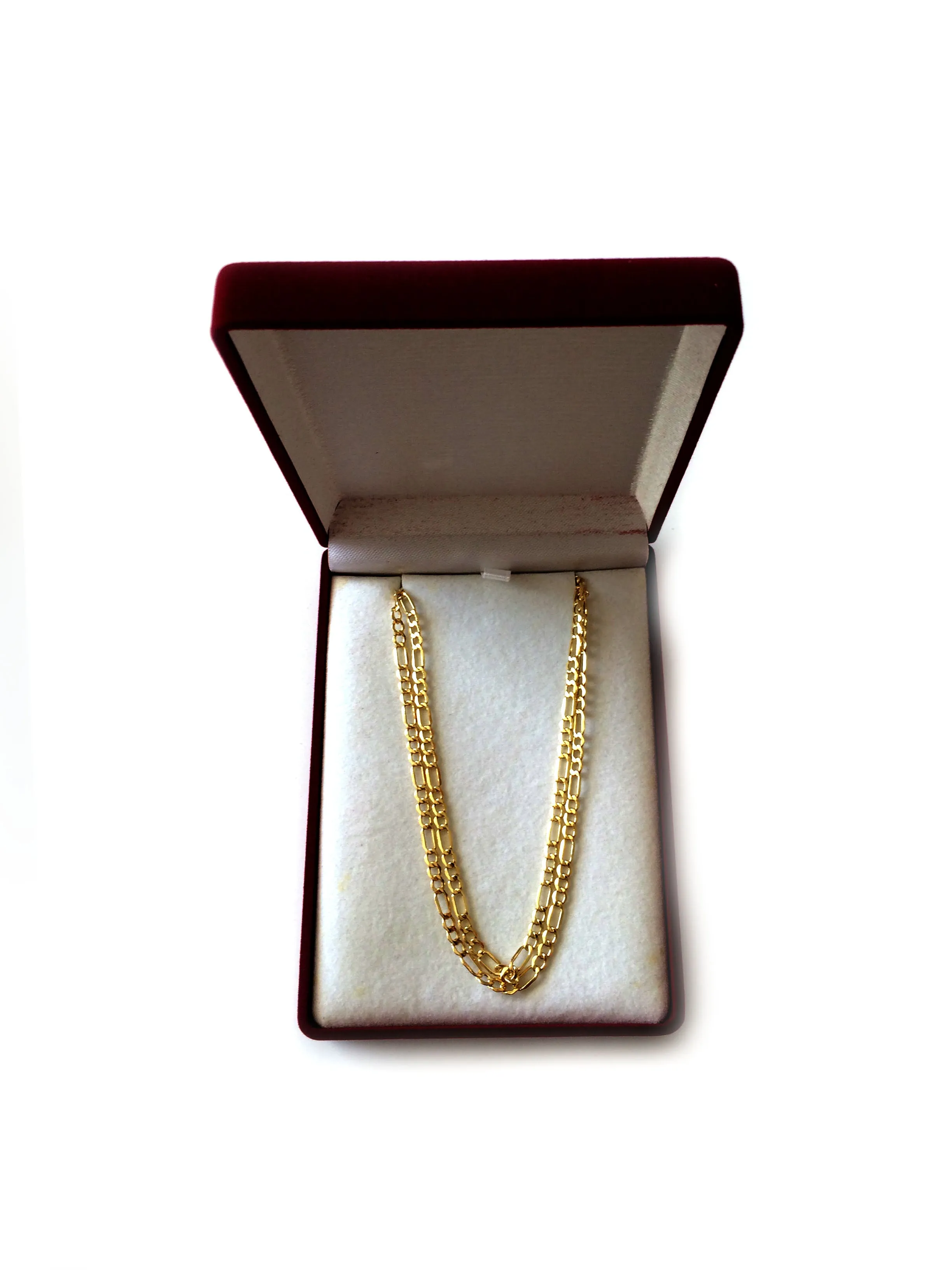 14k Yellow Gold Hollow Figaro Chain Necklace, 3.5mm