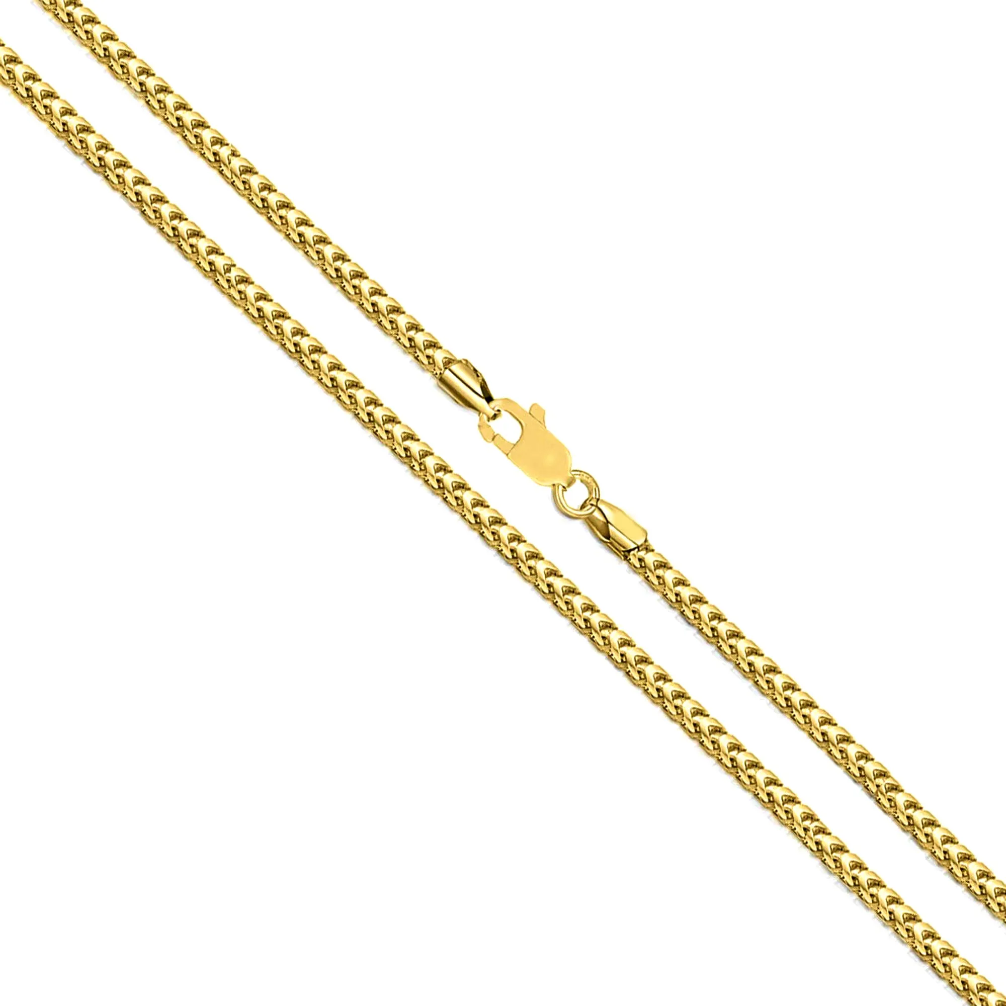 14k Yellow Solid Gold Franco Chain Necklace, 1.2mm