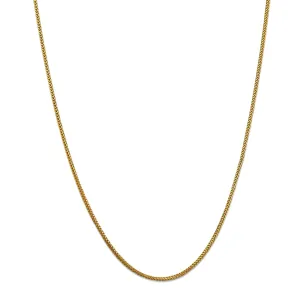 14k Yellow Solid Gold Franco Chain Necklace, 1.2mm