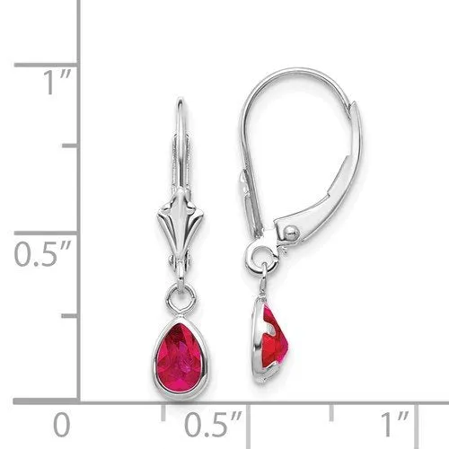 14KT GOLD 1.08 CTW PEAR SHAPE RUBY DANGLE EARRINGS