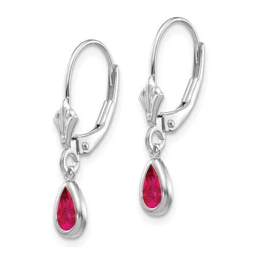 14KT GOLD 1.08 CTW PEAR SHAPE RUBY DANGLE EARRINGS