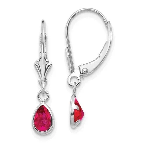 14KT GOLD 1.08 CTW PEAR SHAPE RUBY DANGLE EARRINGS