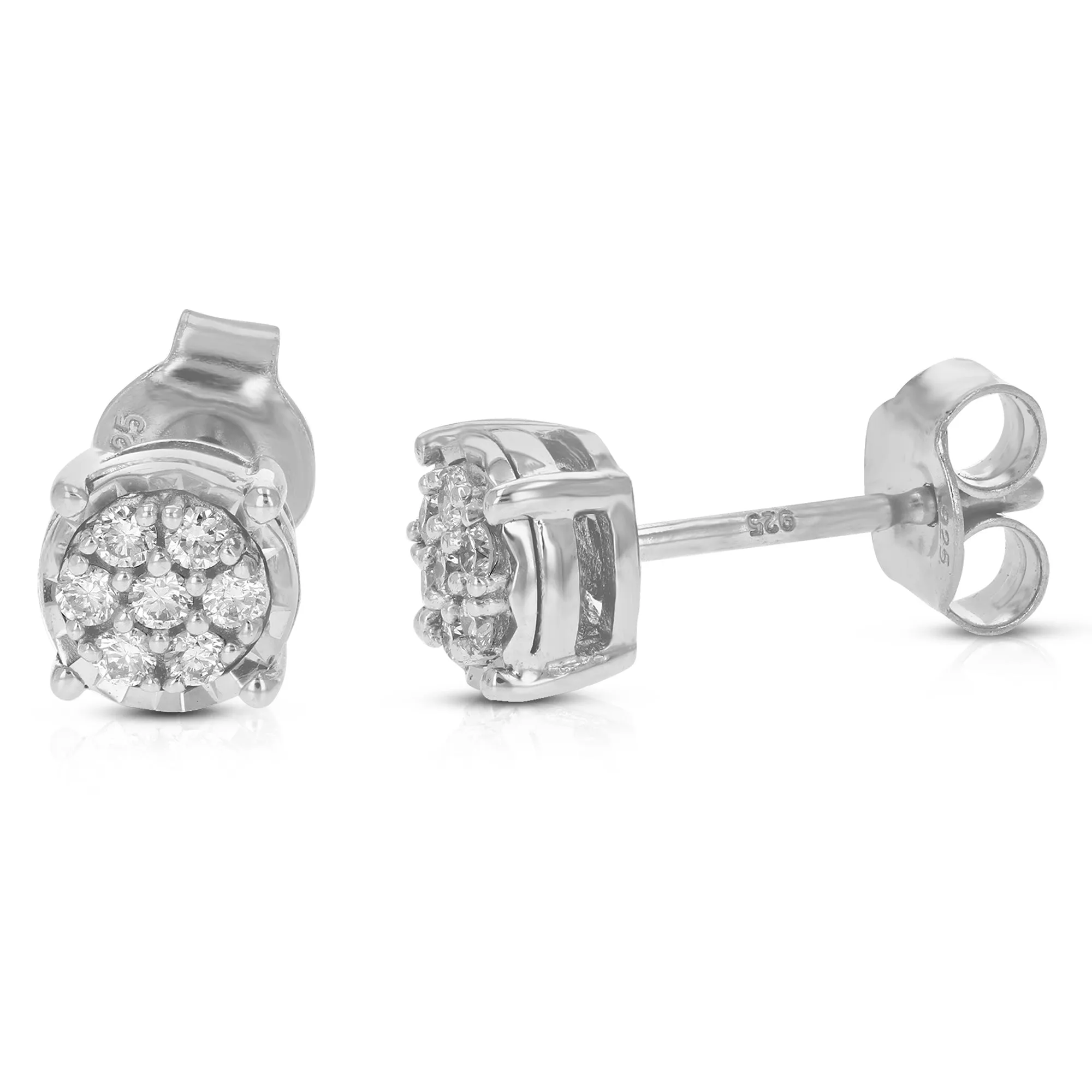 1/5 cttw Lab Grown Diamond Classic Stud Earrings Sterling Silver