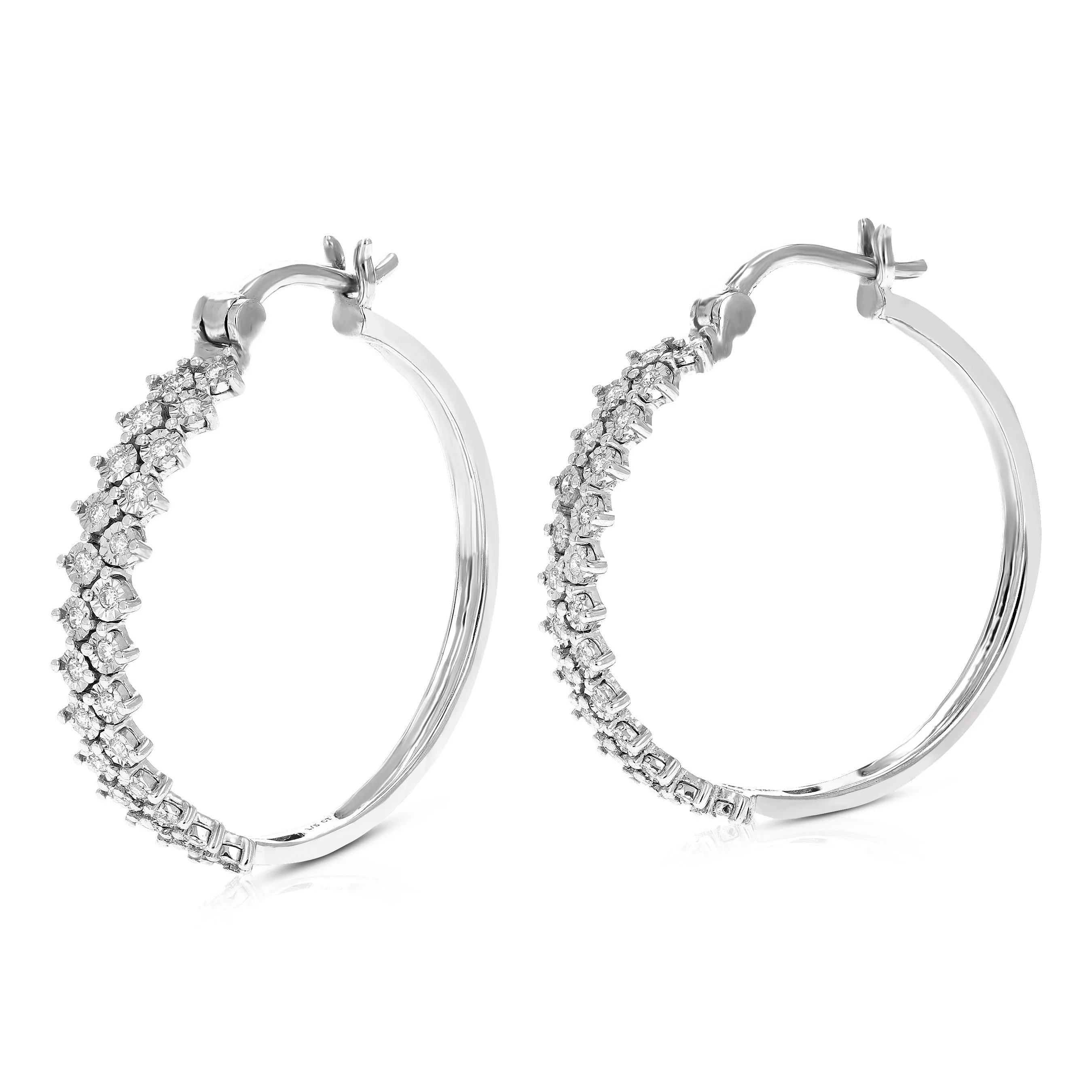 1/5 cttw Lab Grown Diamond Hoop Earrings in .925 Sterling Silver