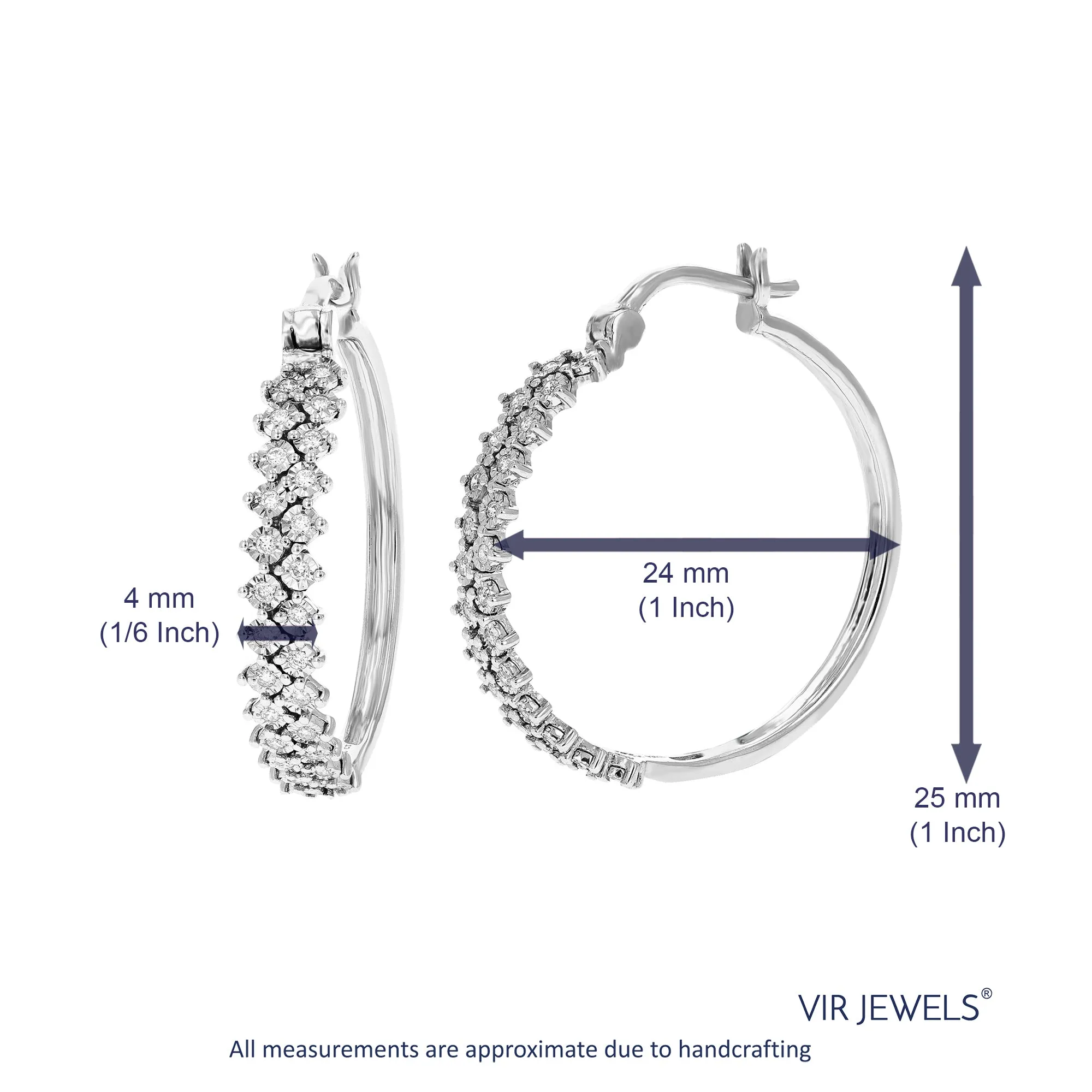 1/5 cttw Lab Grown Diamond Hoop Earrings in .925 Sterling Silver